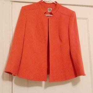 NWT Ann Klein Open front tweed jacket